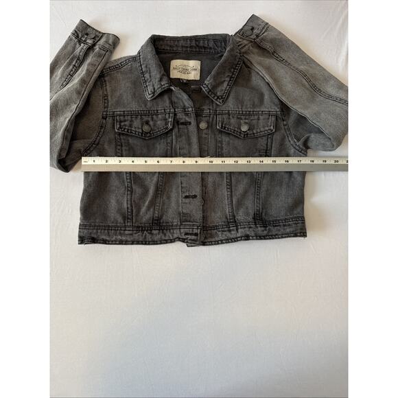 Ashley Vintage Charm Womens S Whimsigoth Black Distressed Denim Cropped Jacket - Picture 5 of 8